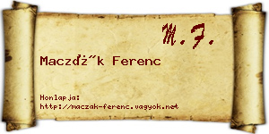 Maczák Ferenc névjegykártya