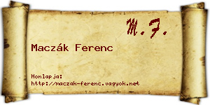 Maczák Ferenc névjegykártya